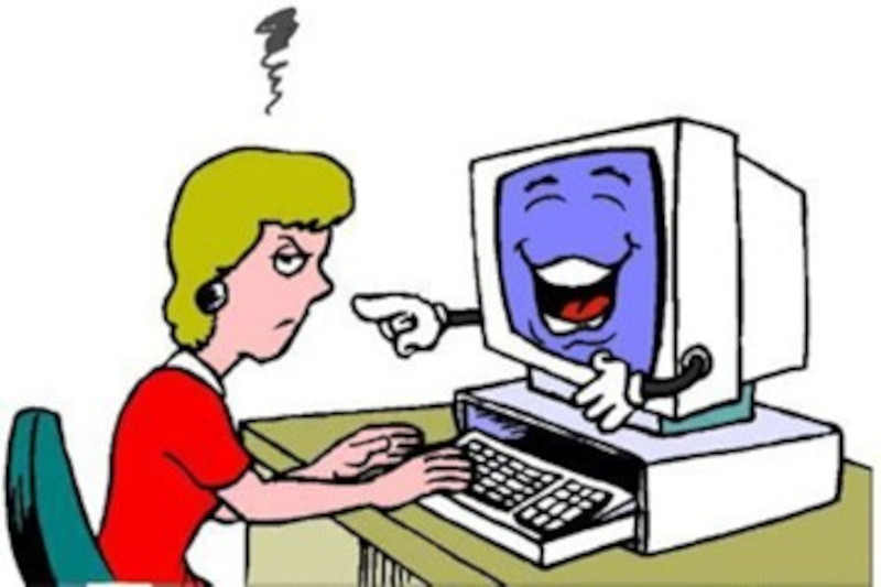 Lady with a laughing computer